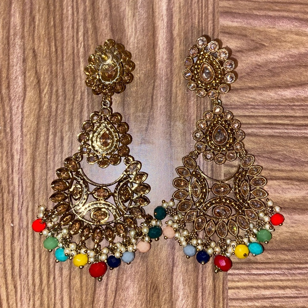 Indian Dangle Multicolor Earrings - image 4